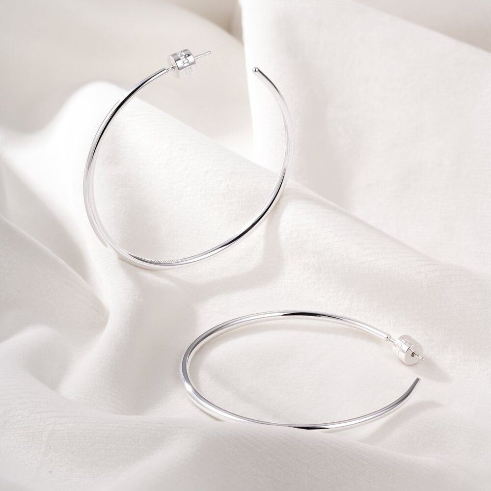 Minimalist Silver Large Hoop Earrings • Modern Jewelry • Everyday Earrings